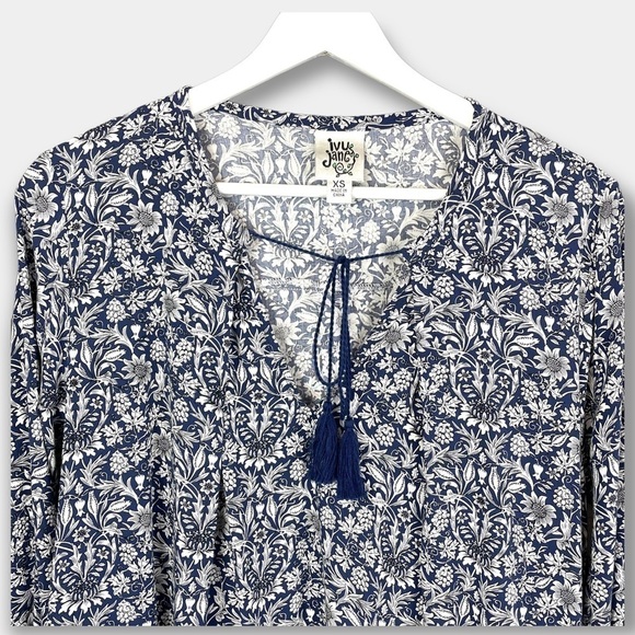 Ivy Jane Embroidered Tunic Blue White Orange Size XS - Picture 3 of 11